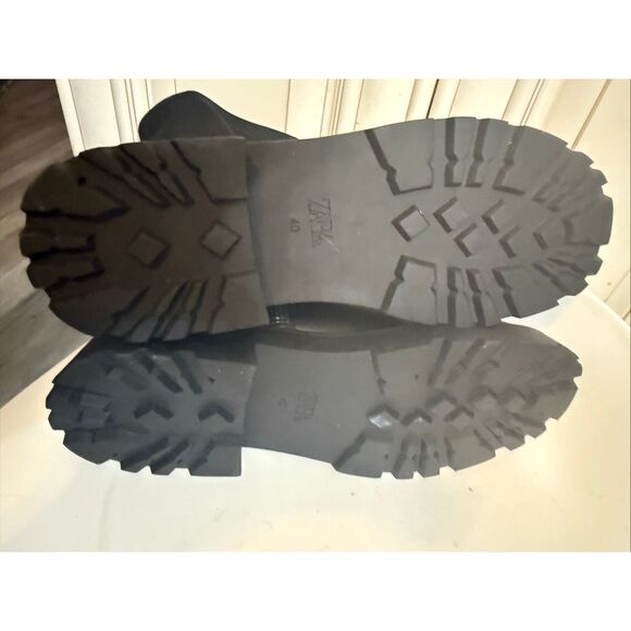 Zara Women's Stretch Side Zip Lug Chunky Sole Ankle Boots Black Size 40 NWOT - Picture 6 of 12